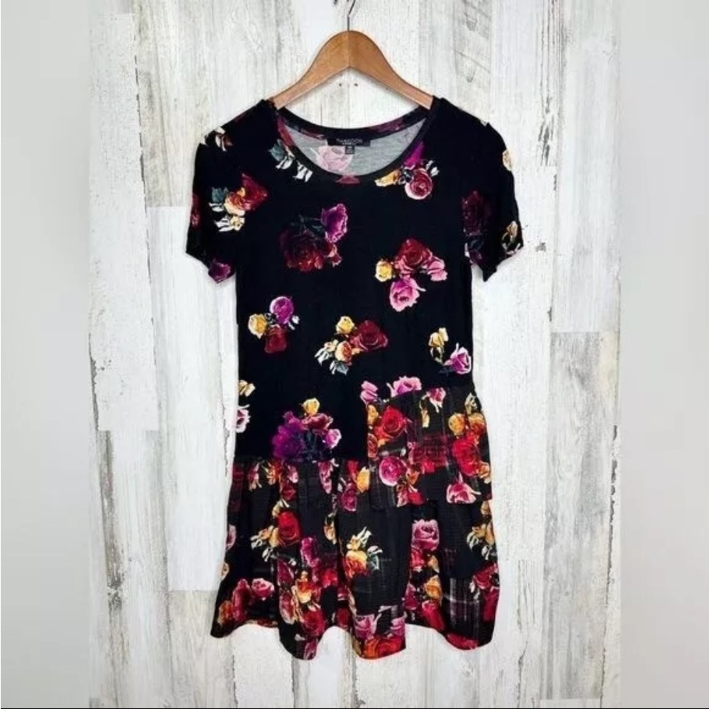 Thakoon For Design Nation Women's Floral Mini Dress Black Red Size XS